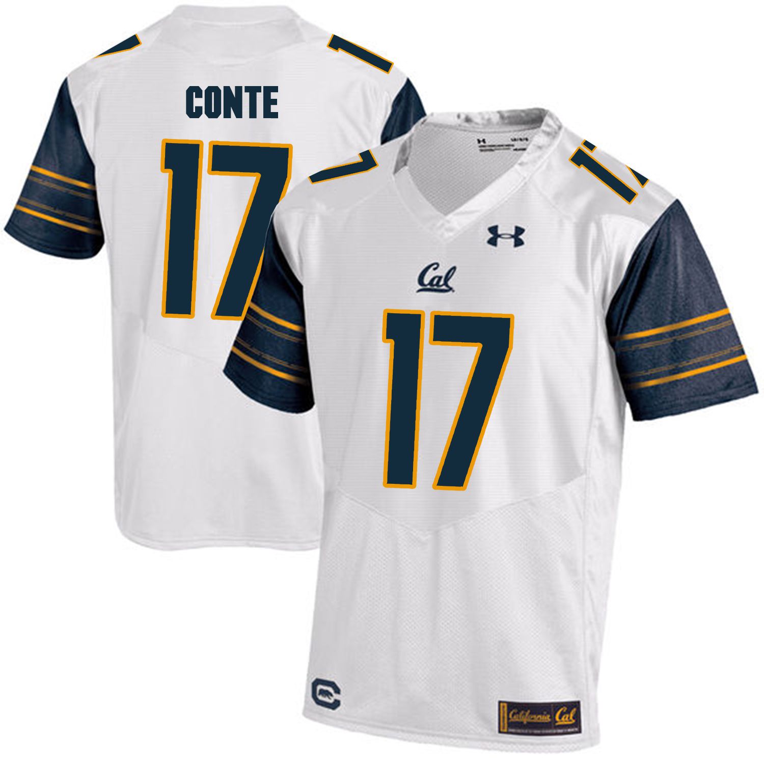Men California Golden Bears #17 Chris Conte White Customized NCAA Jerseys1